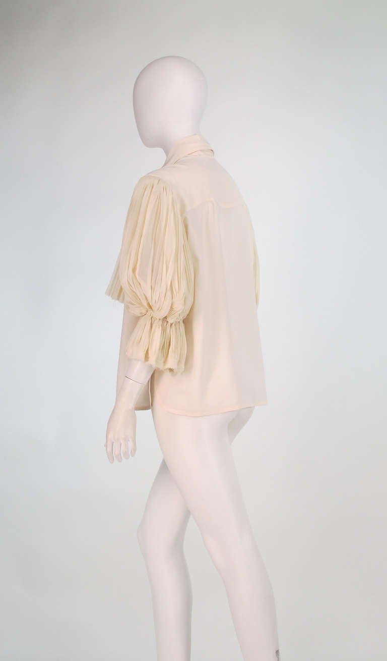 Fendi cream silk blouse with stock tie 1