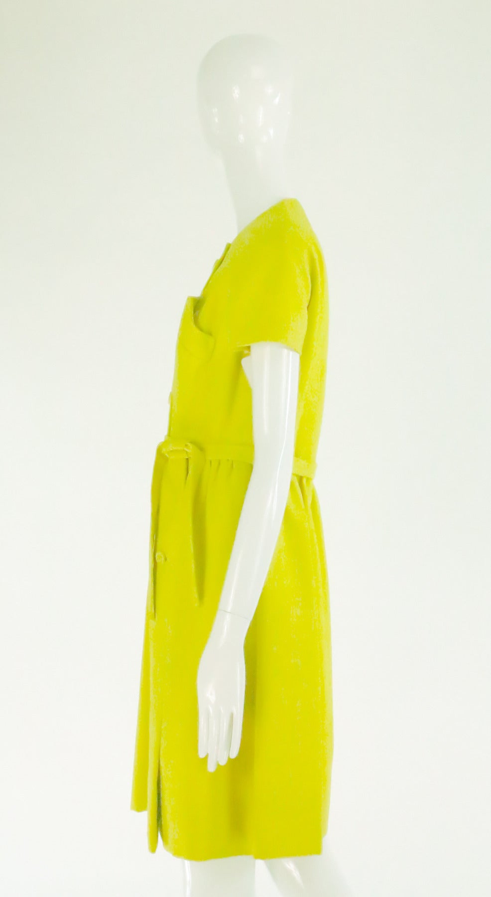 1960s Geoffrey Beene lemon yellow linen day dress 1