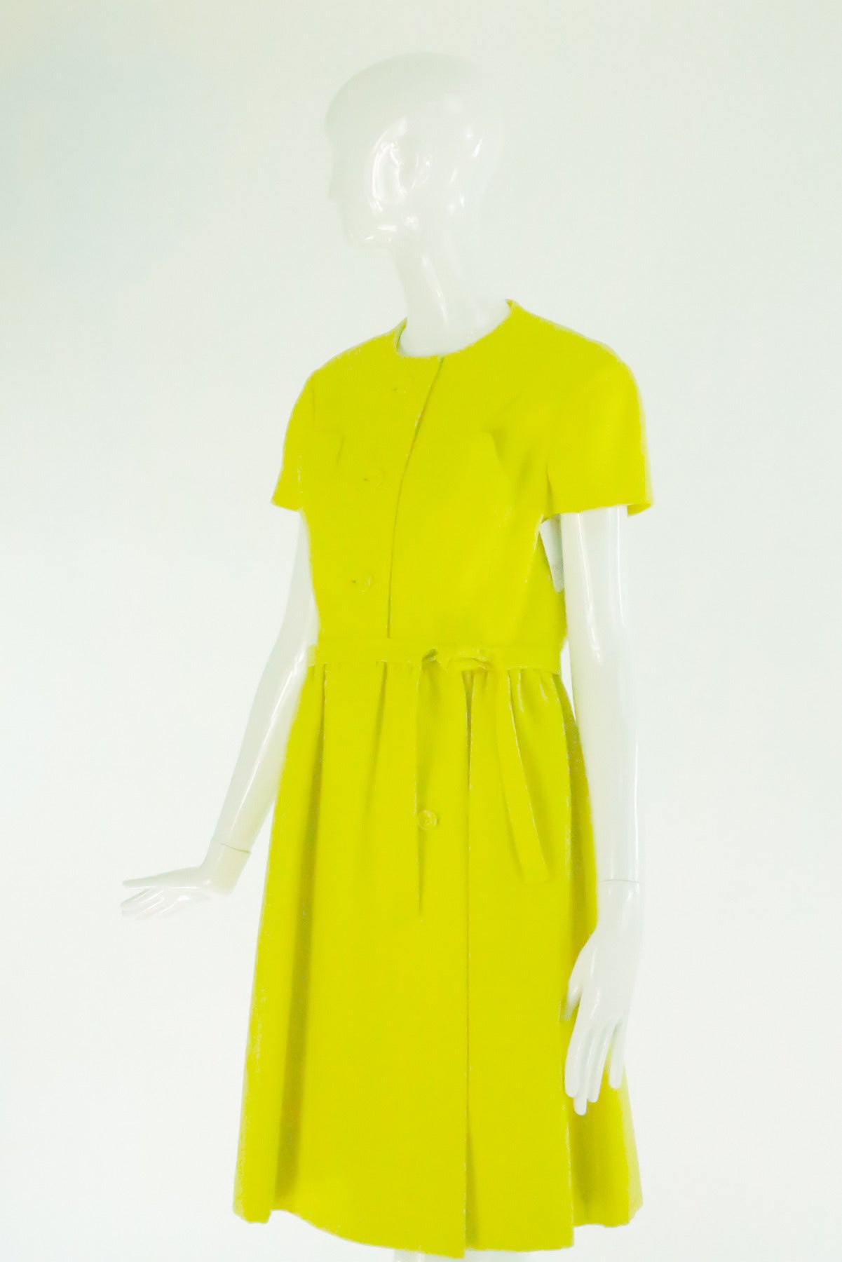 1960s Geoffrey Beene lemon yellow linen day dress 2