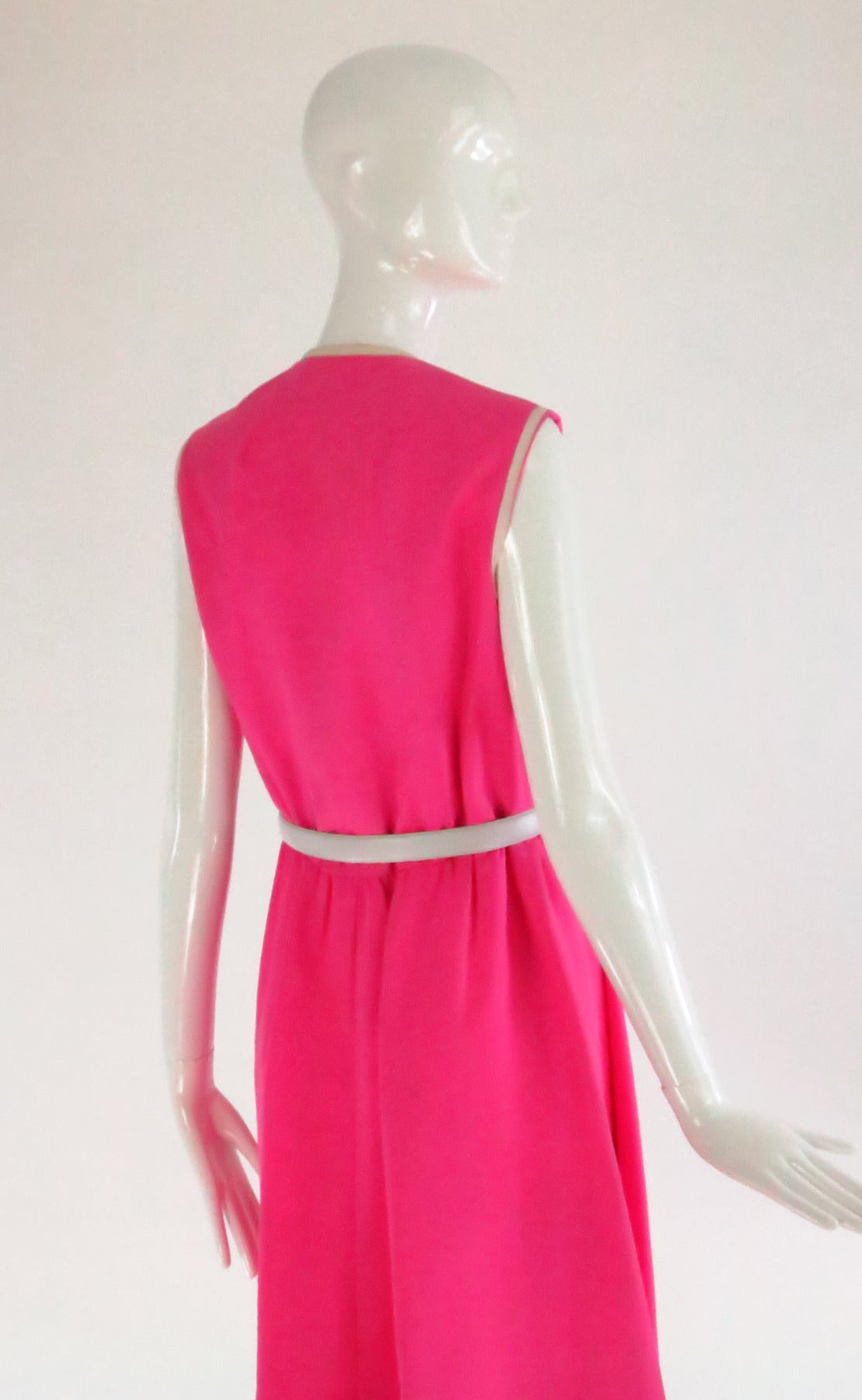 1960s Geoffrey Beene pink & white linen dress 2