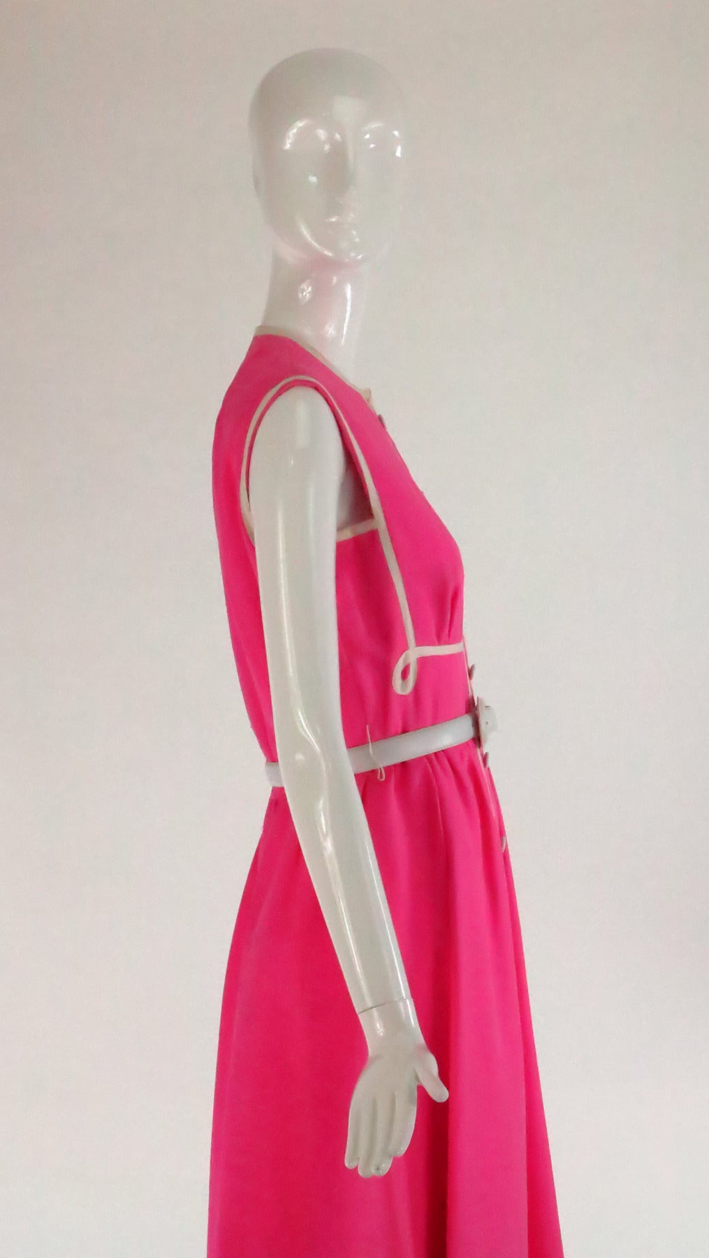 1960s Geoffrey Beene pink & white linen dress 3