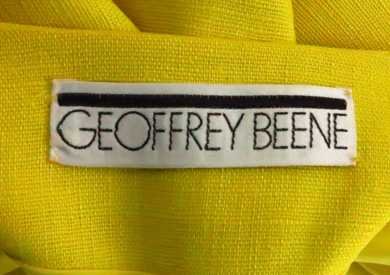 1960s Geoffrey Beene lemon yellow linen day dress 3