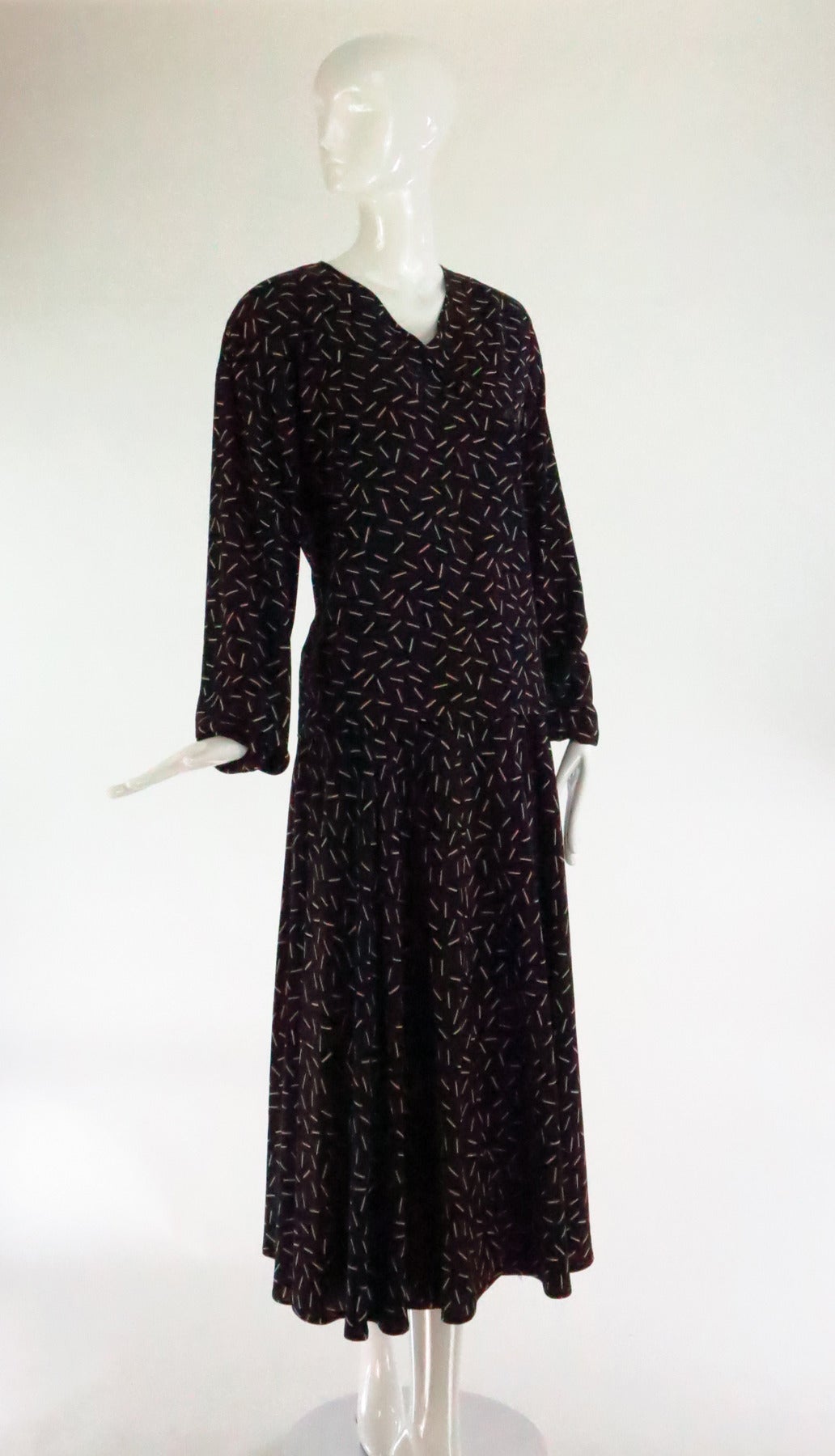 1980s Krizia 2pc match stick print silk set For Sale at 1stDibs