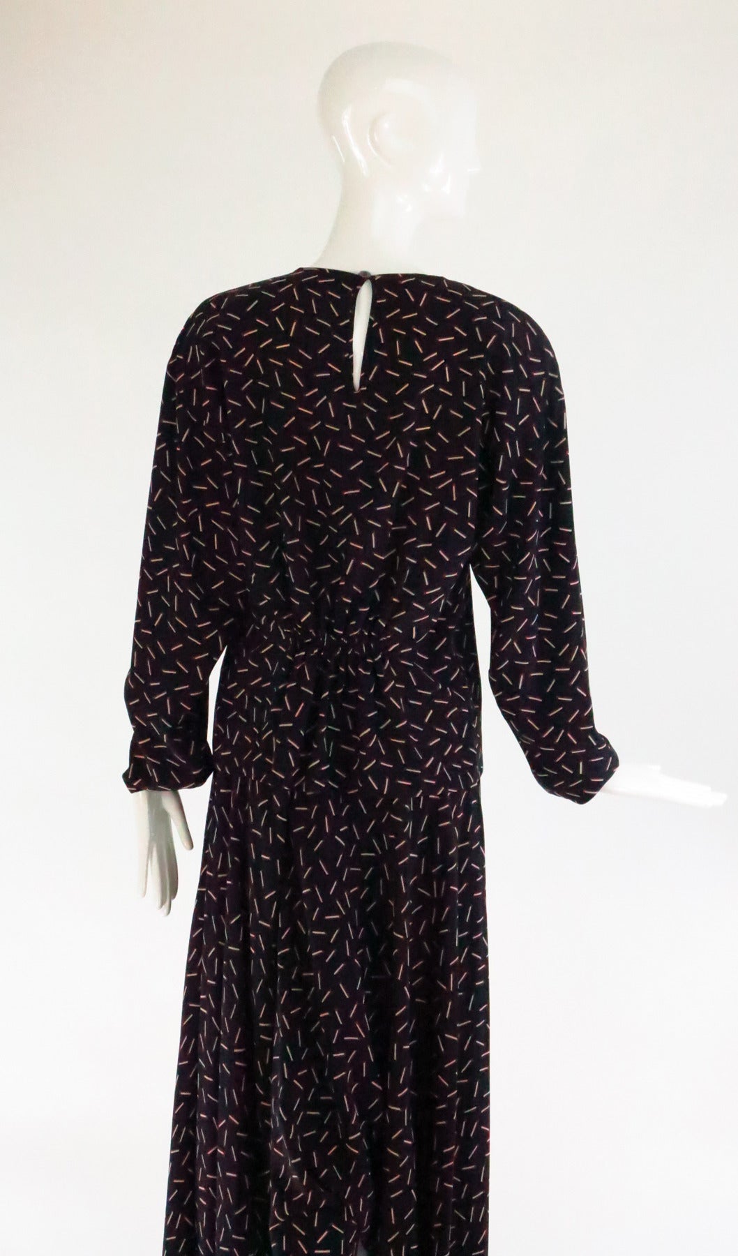 Women's 1980s Krizia 2pc match stick print silk set