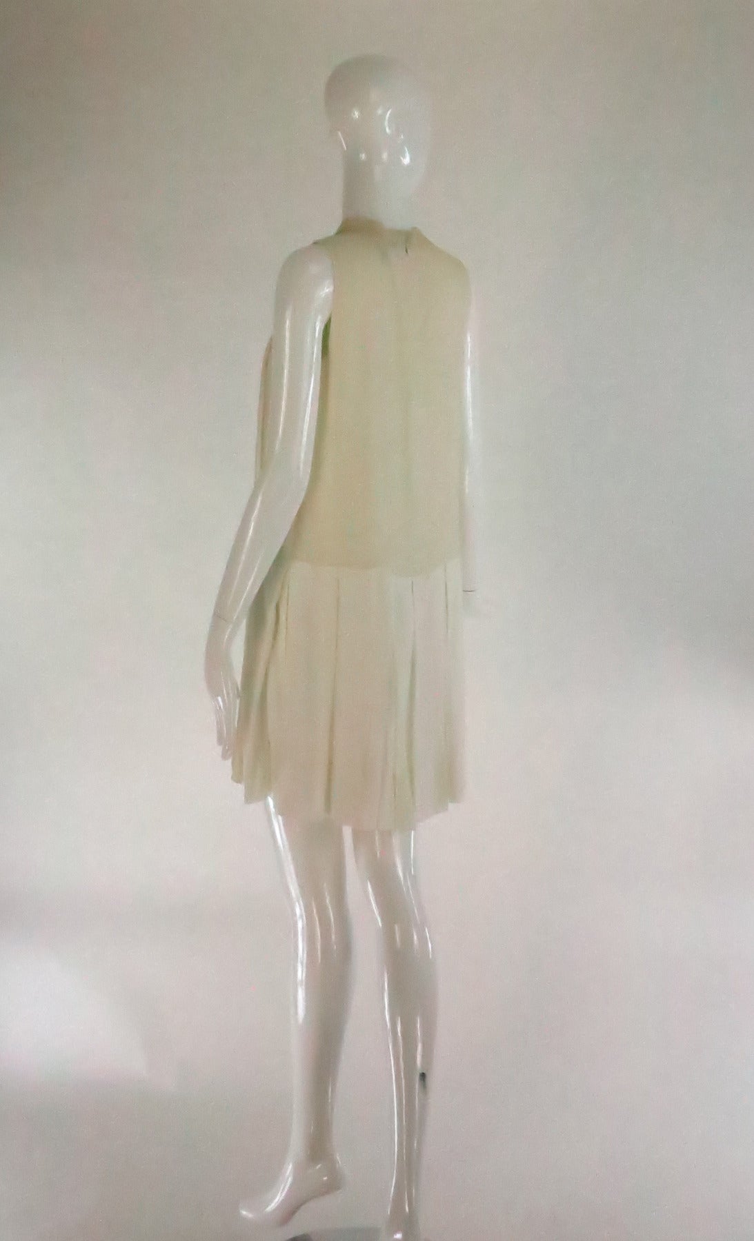 Women's Chloe cream sleeveless chiffon & crepe dress