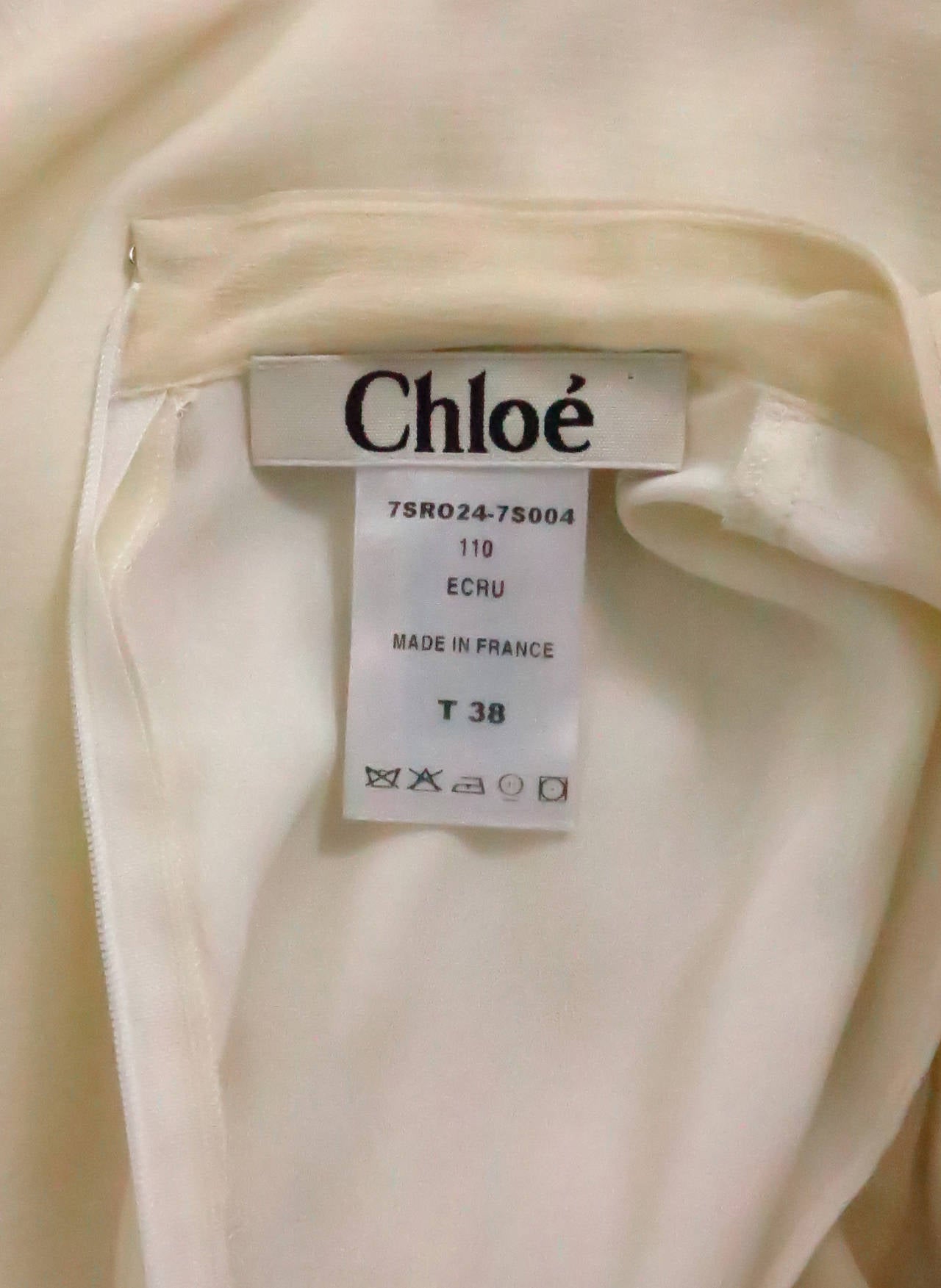 Chloe cream sleeveless chiffon & crepe dress 6