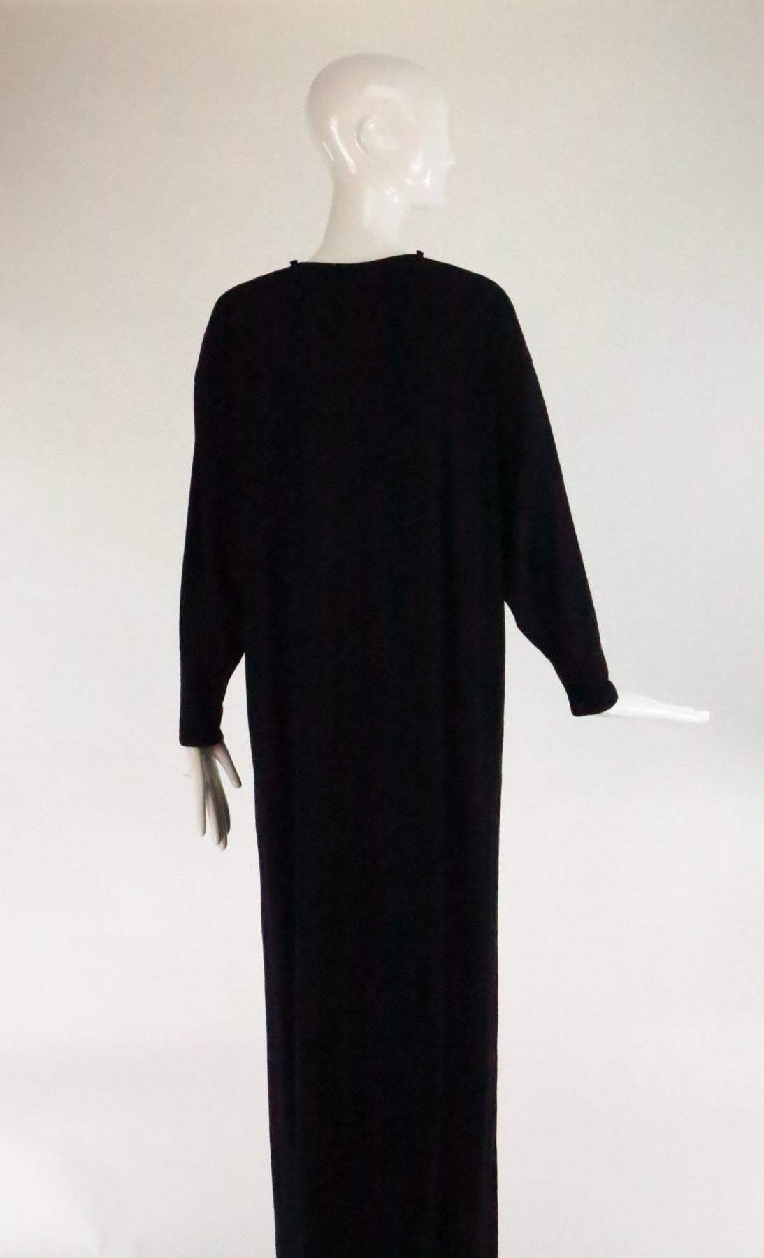 Women's 1970s Geoffrey Beene black fine wool knit maxi dress unworn