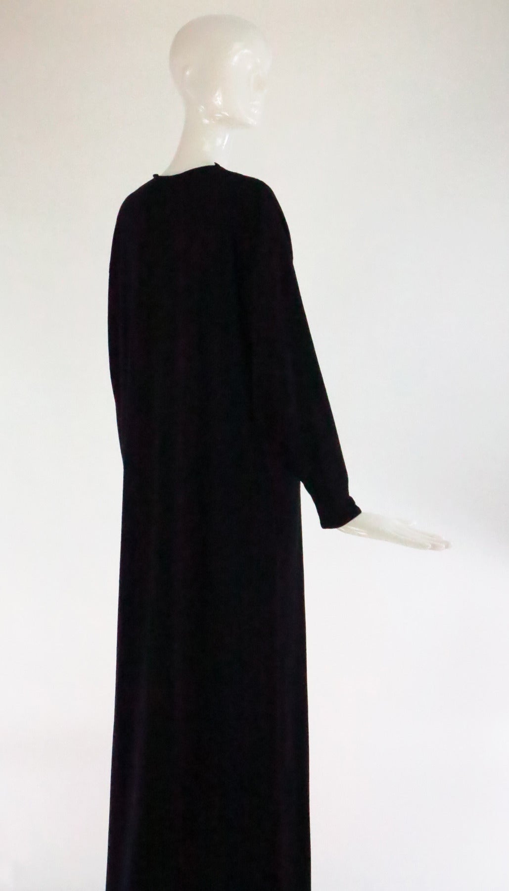 1970s Geoffrey Beene black fine wool knit maxi dress unworn 1