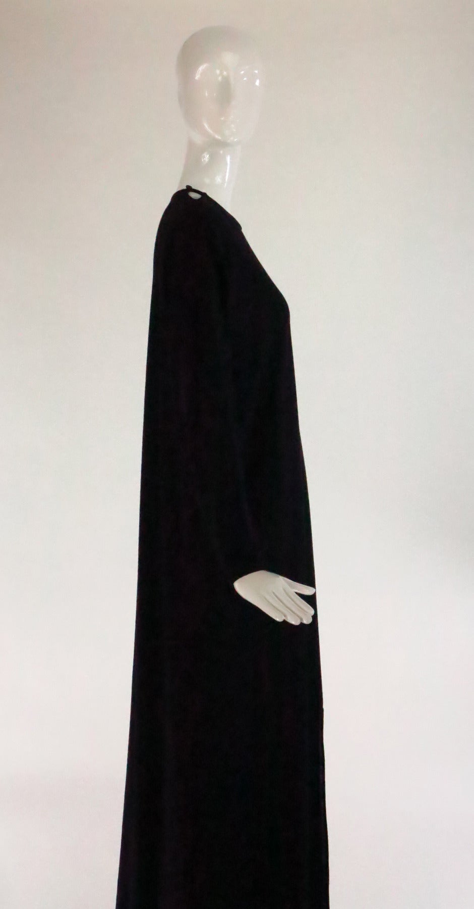 1970s Geoffrey Beene black fine wool knit maxi dress unworn 3