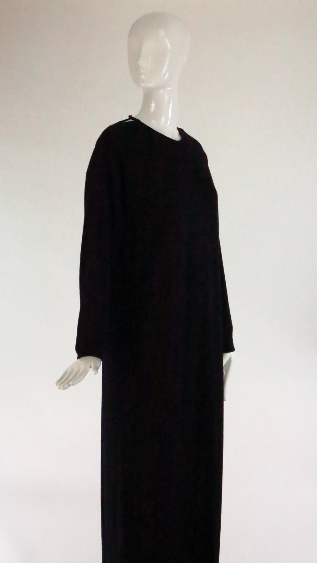 1970s Geoffrey Beene black fine wool knit maxi dress unworn 4