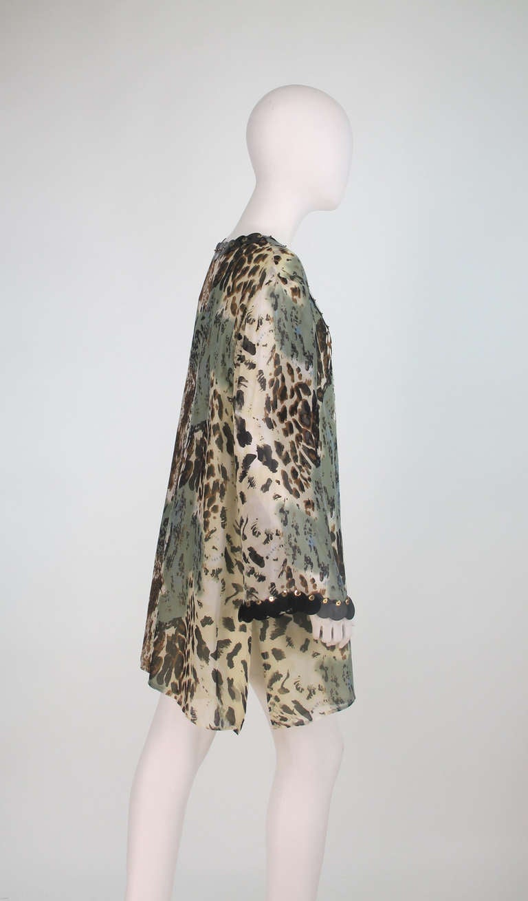 Jeannie Mc Queeny leopard print sequin silk caftan tunic 1