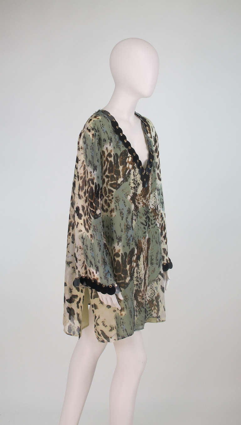 Jeannie Mc Queeny leopard print sequin silk caftan tunic 2