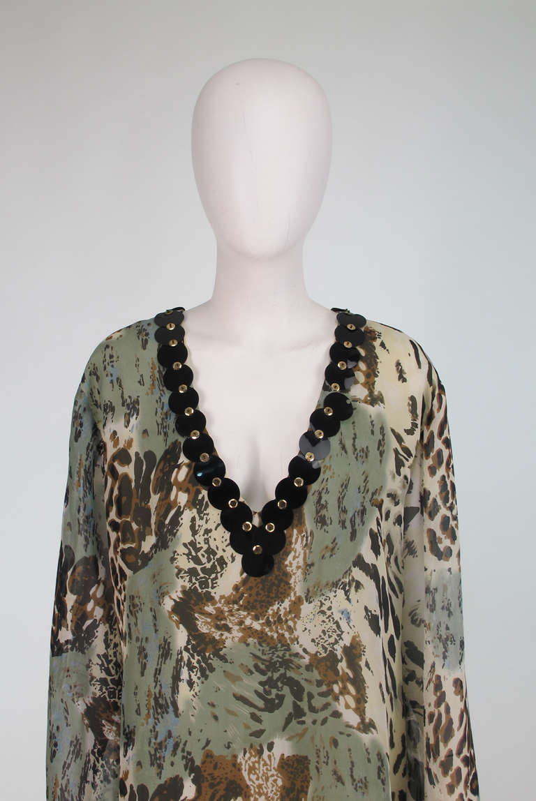 Jeannie Mc Queeny leopard print sequin silk caftan tunic 3