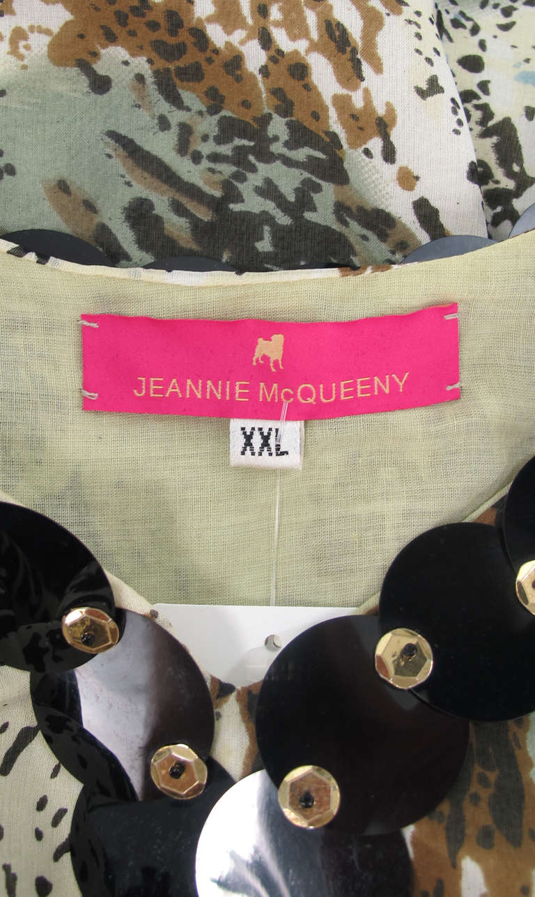 Jeannie Mc Queeny leopard print sequin silk caftan tunic 4