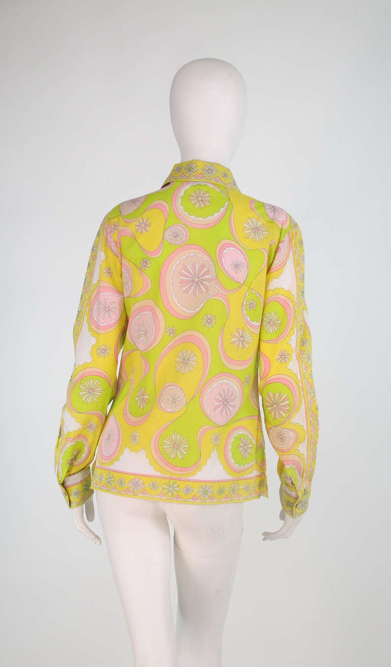 1960s Pucci citrus bright fine cotton blouse 1