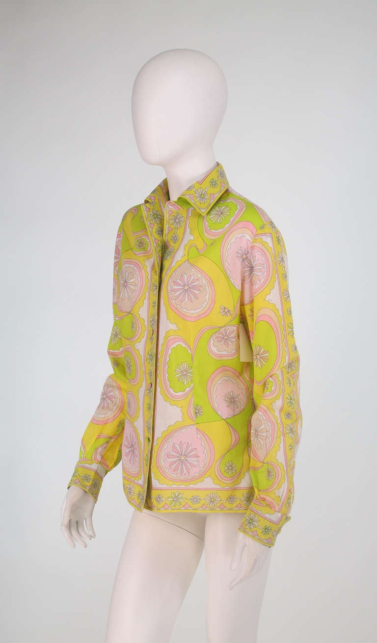 1960s Pucci citrus bright fine cotton blouse 4