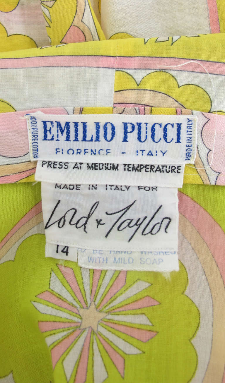 1960s Pucci citrus bright fine cotton blouse 6