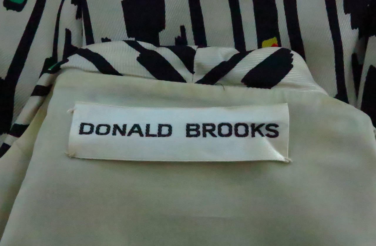 1960s Donald Brooks silk twill ikat print tribal coat dress 4