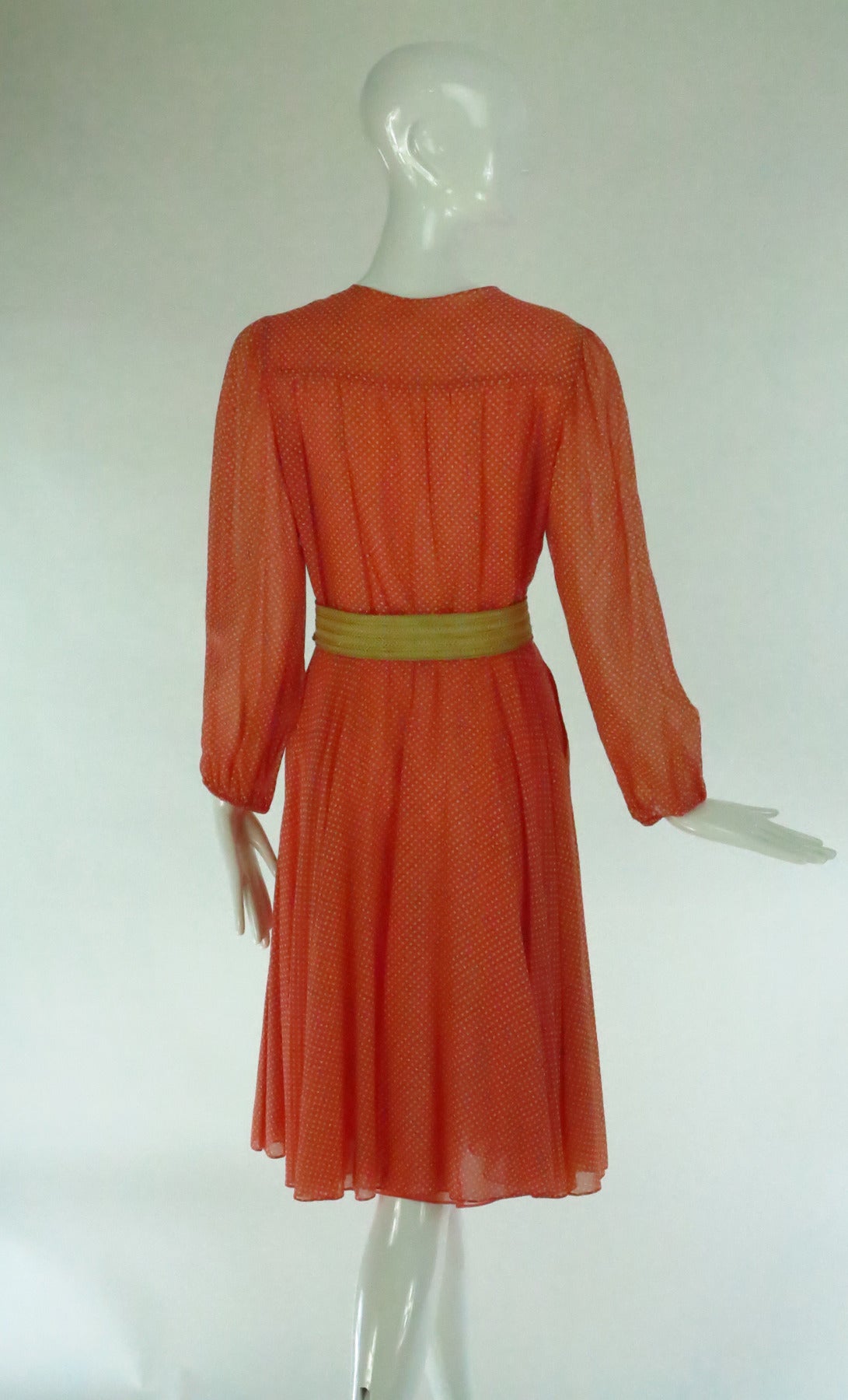 Women's 1970s Oscar de la Renta mini dot cotton voile dress