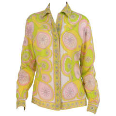1960s Pucci citrus bright fine cotton blouse