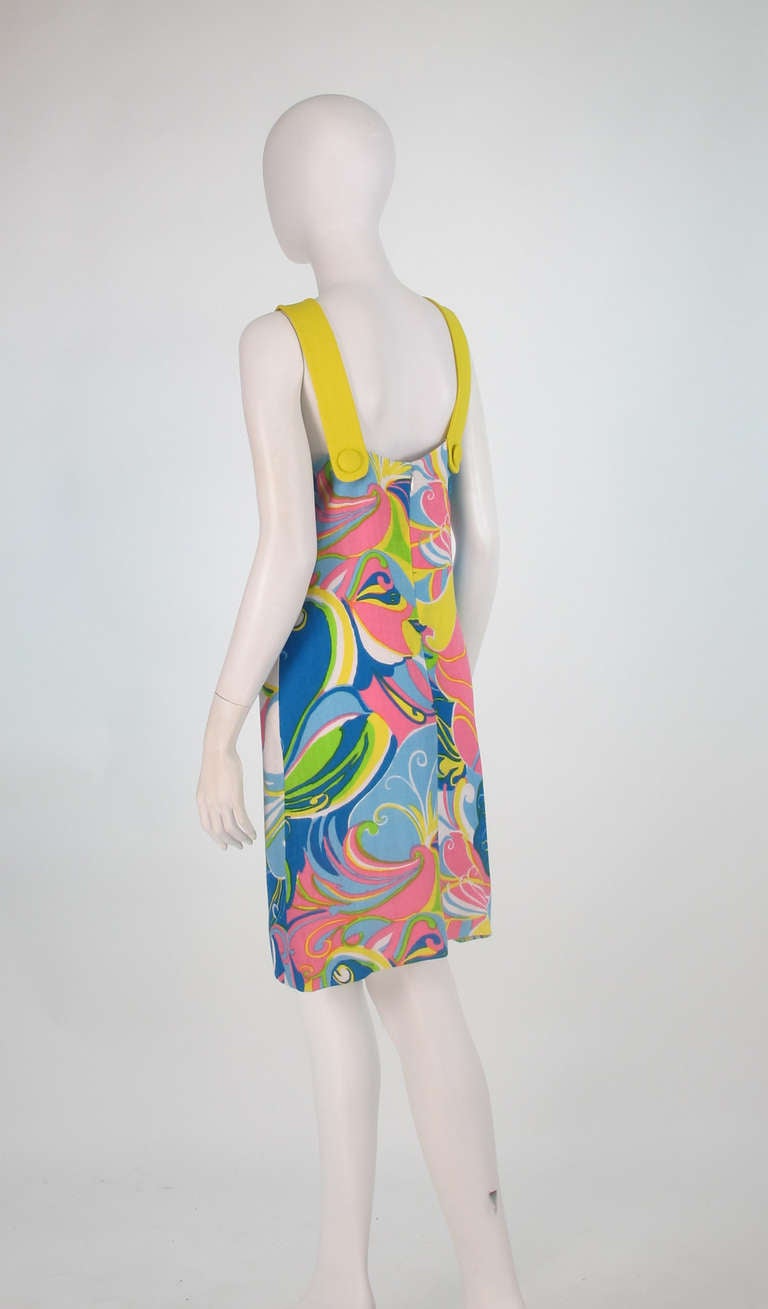 Women's 1960s  Pierre Cardin Mod linen butterfly print dress