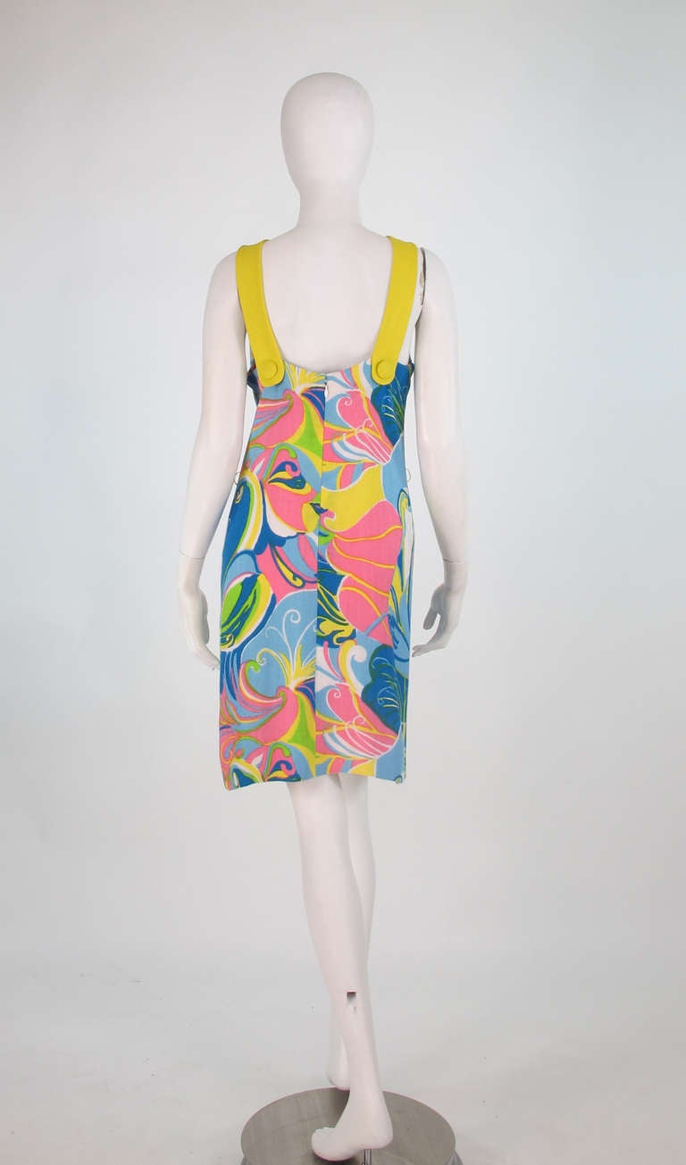1960s  Pierre Cardin Mod linen butterfly print dress 1