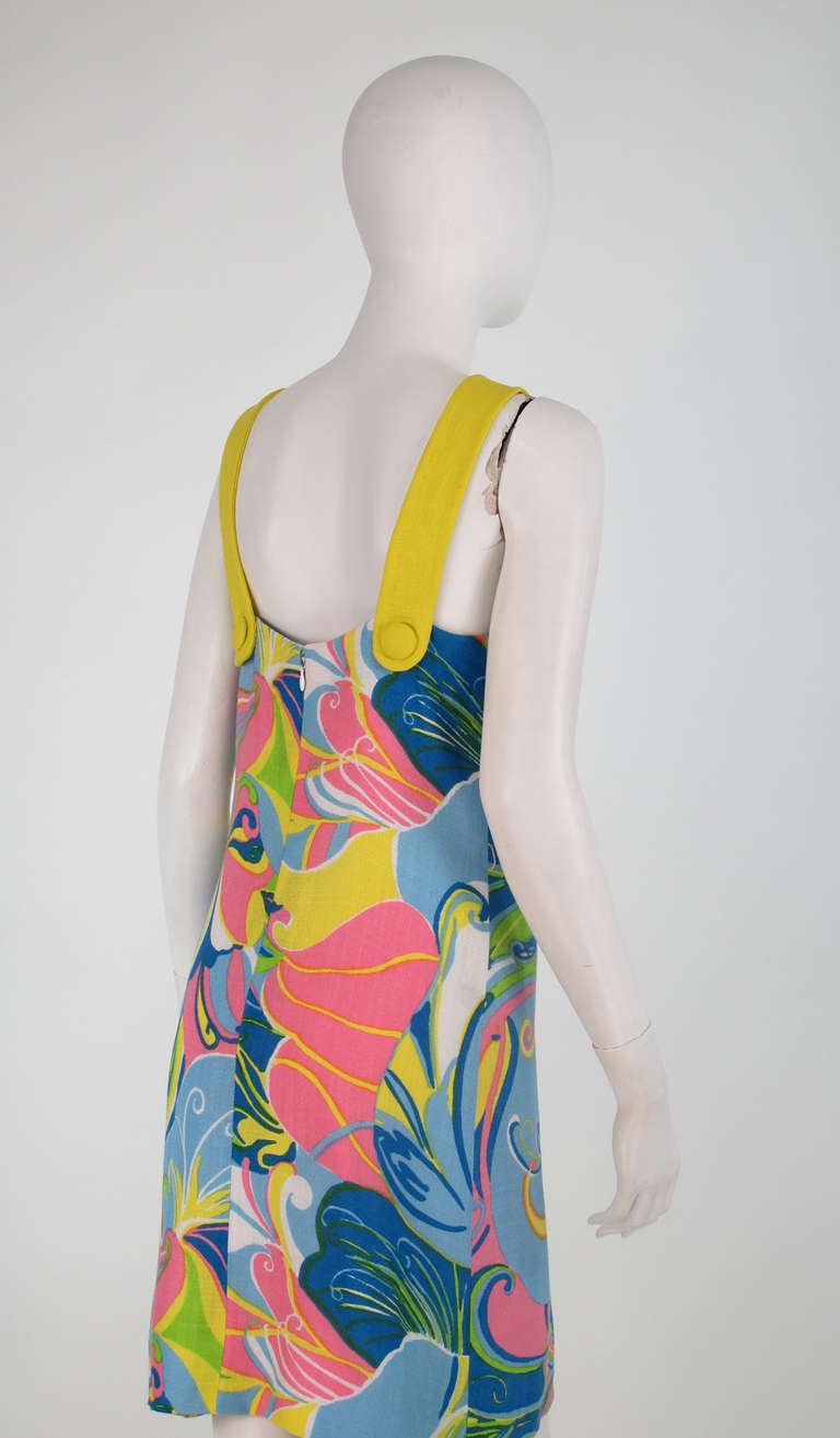 1960s  Pierre Cardin Mod linen butterfly print dress 2