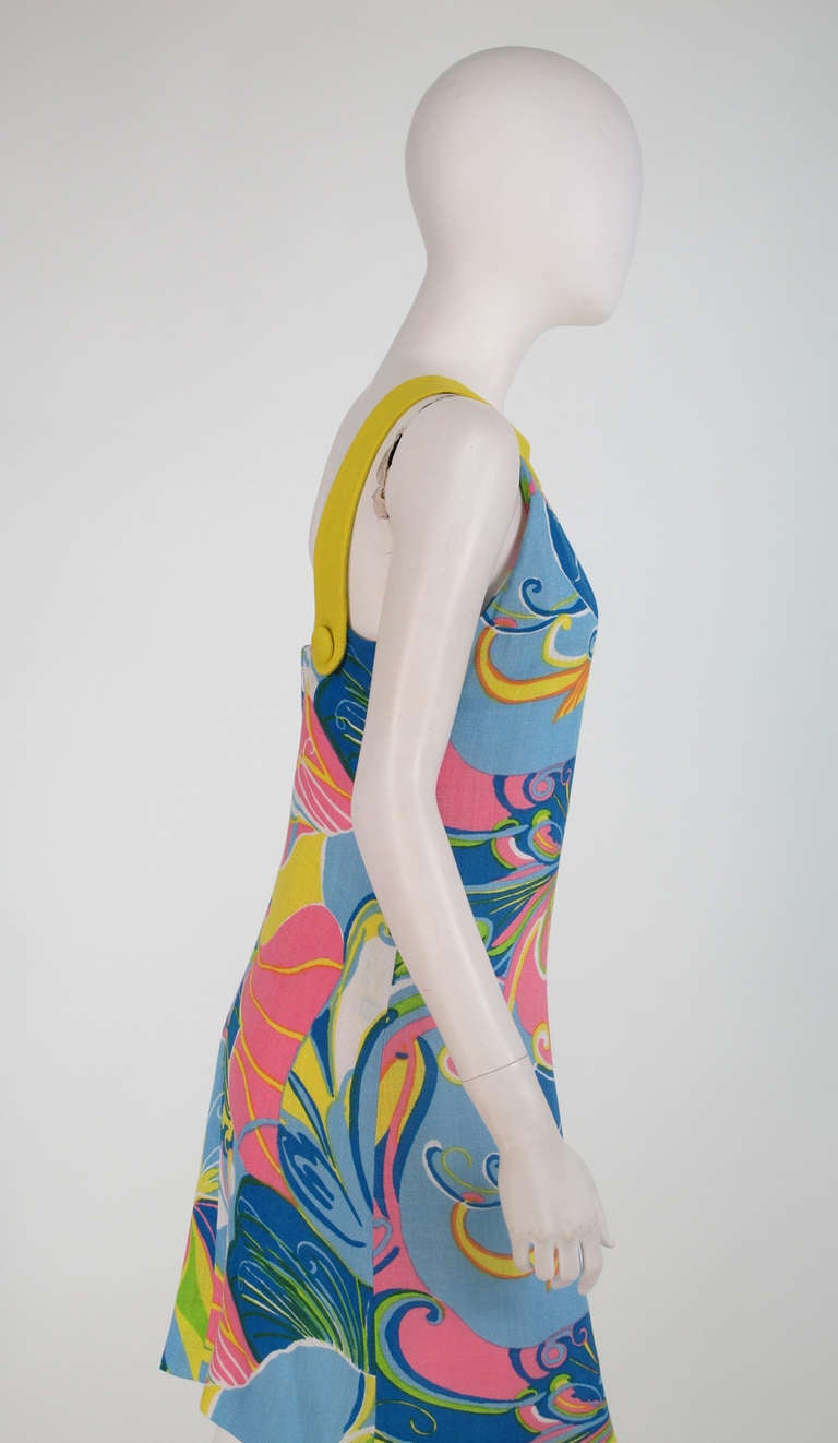 1960s  Pierre Cardin Mod linen butterfly print dress 3