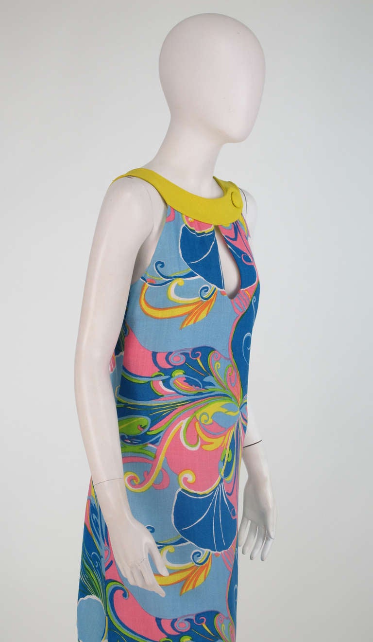 1960s  Pierre Cardin Mod linen butterfly print dress 4