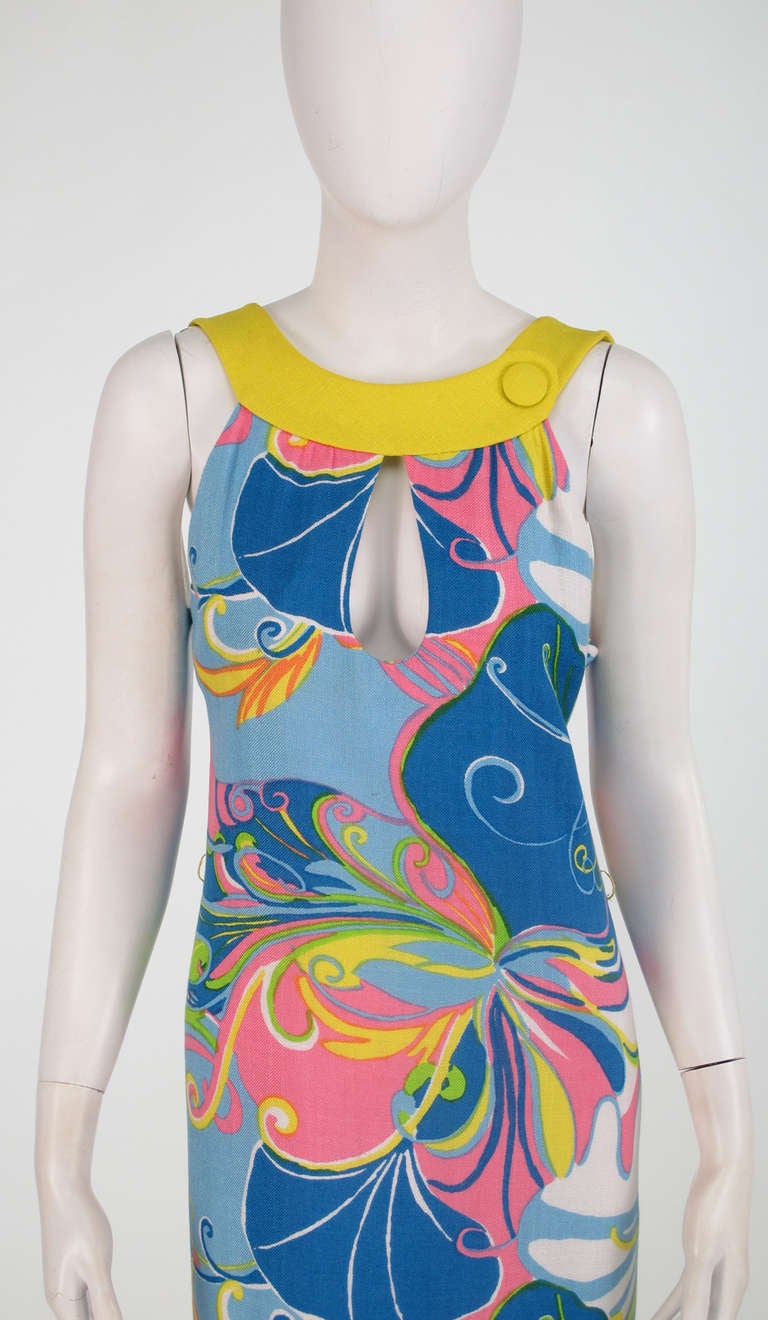 1960s  Pierre Cardin Mod linen butterfly print dress 5