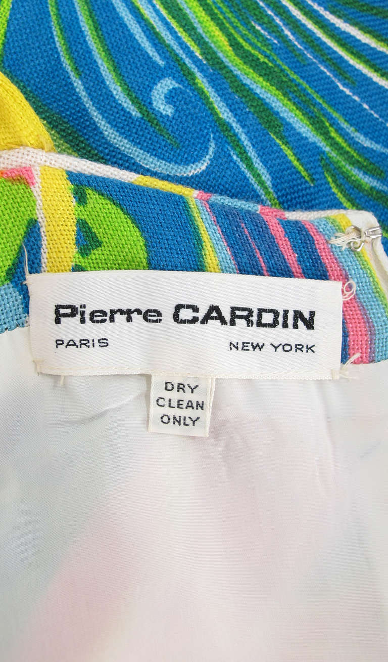 1960s  Pierre Cardin Mod linen butterfly print dress 6