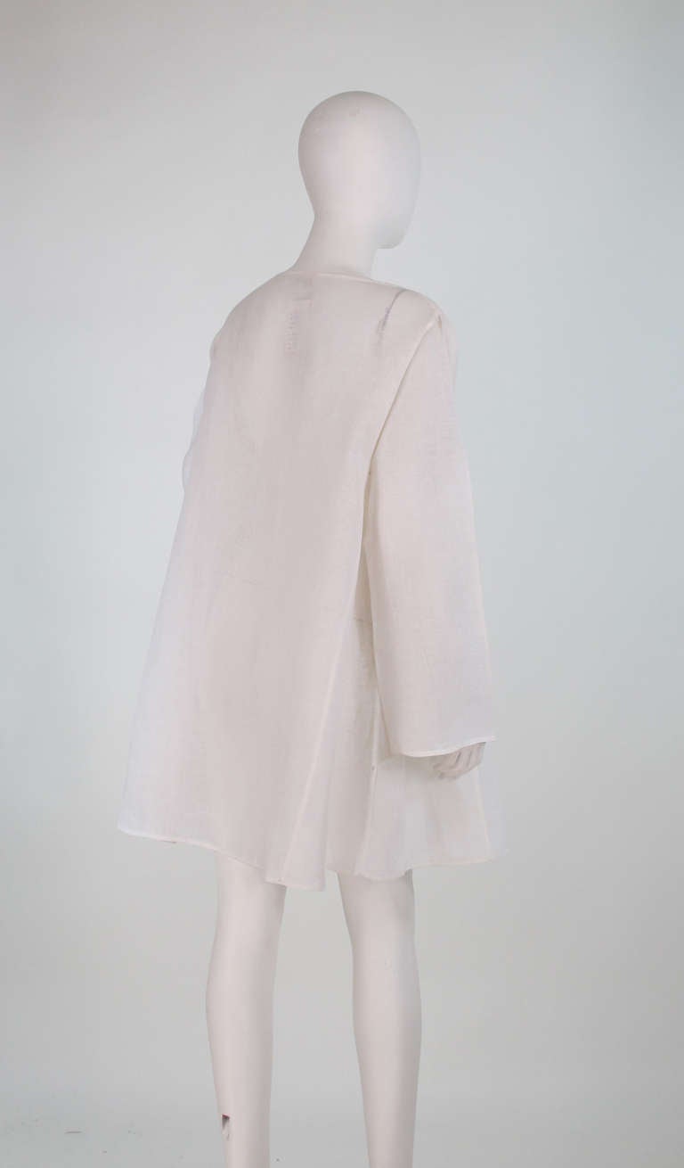Women's Krizia sheer white linen tunic