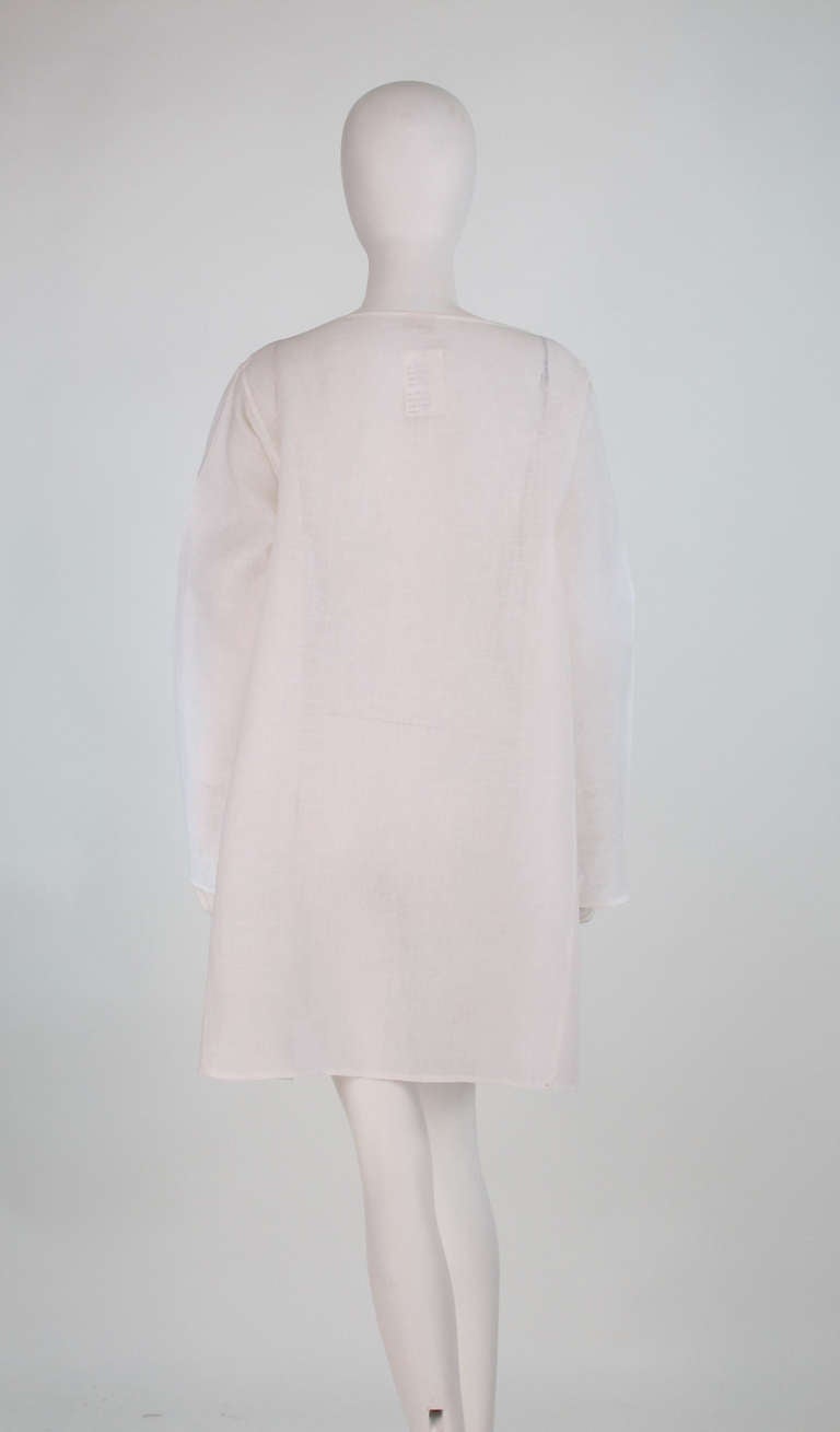 Krizia sheer white linen tunic 1