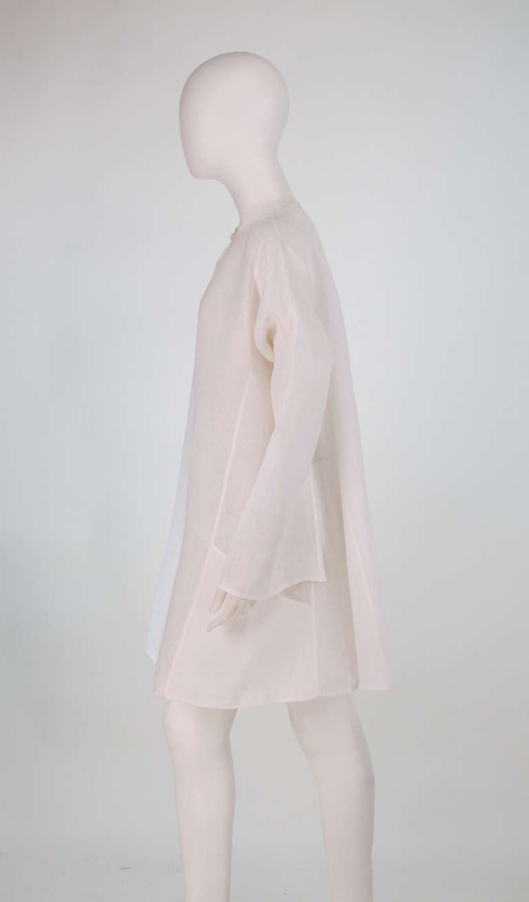 Krizia sheer white linen tunic 2