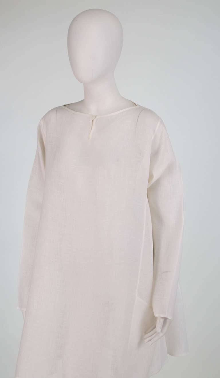 Krizia sheer white linen tunic 3