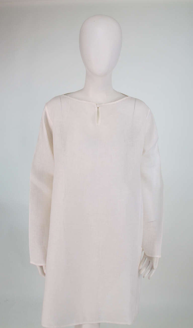 Krizia sheer white linen tunic 4