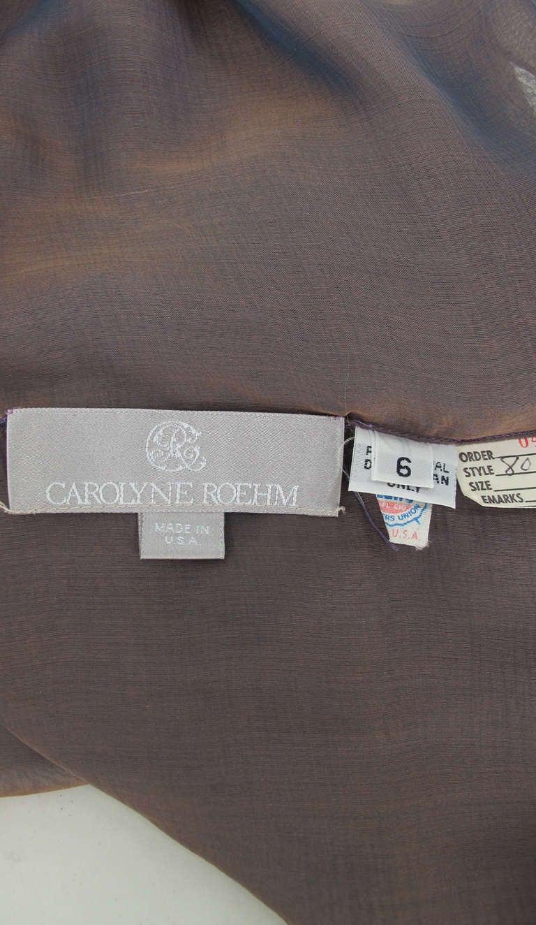 1980s Carolyne Roehm iridescent silk chiffon cowl neck top 6