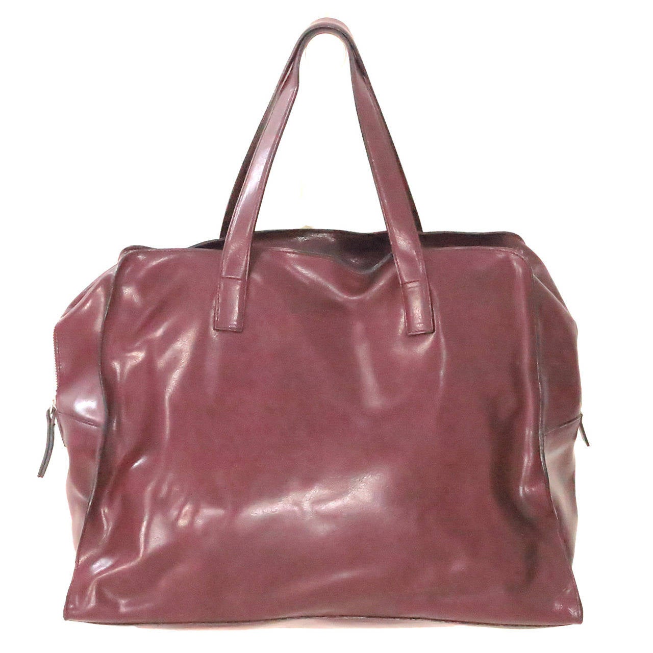 Strenesse Gabriele Strehle burgundy leather double handle tote bag
