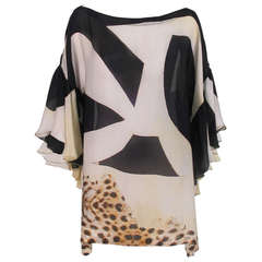 Roberto Cavalli animal print silk caftan tunic