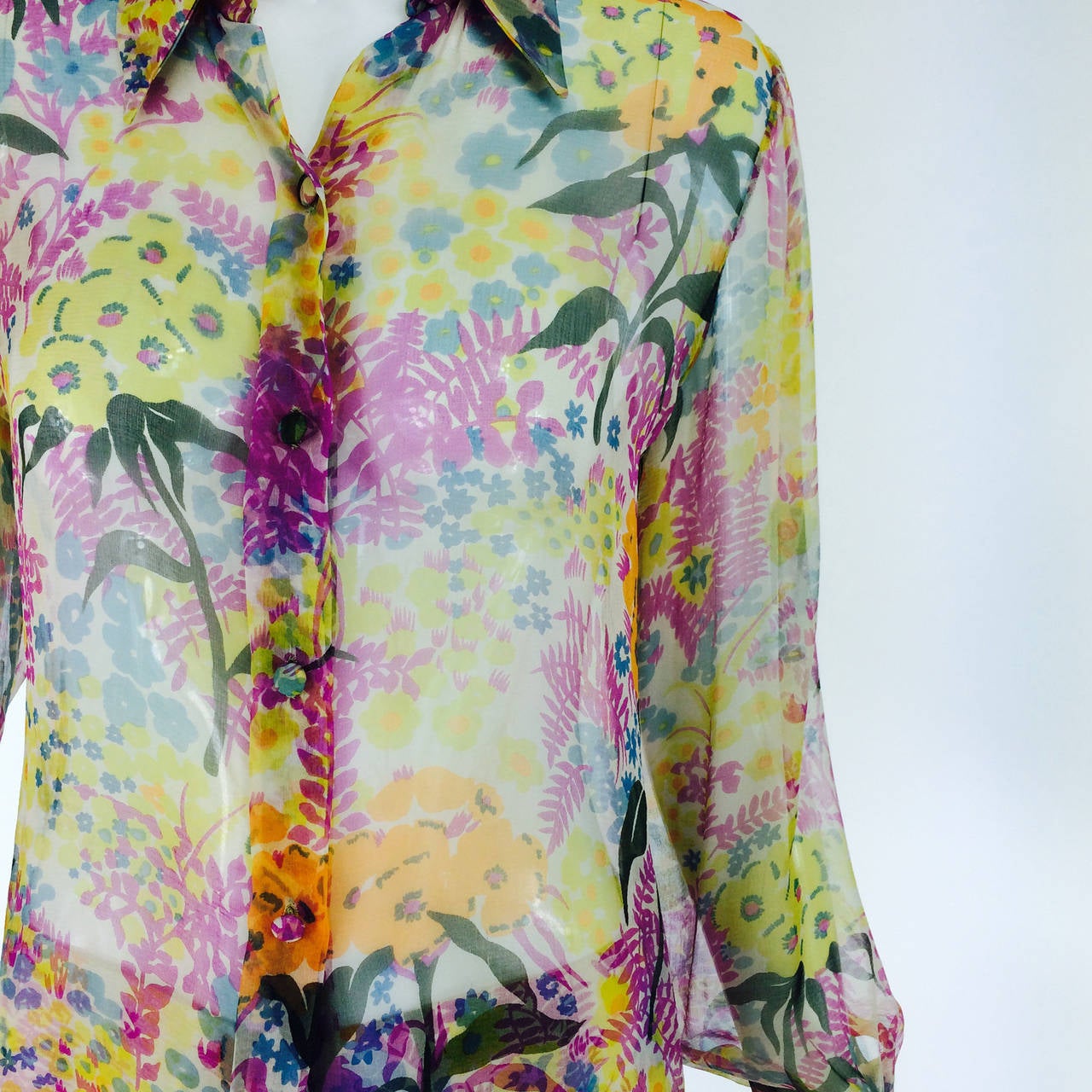 1960s Oriane Capri custom silk floral pant set In Excellent Condition In West Palm Beach, FL