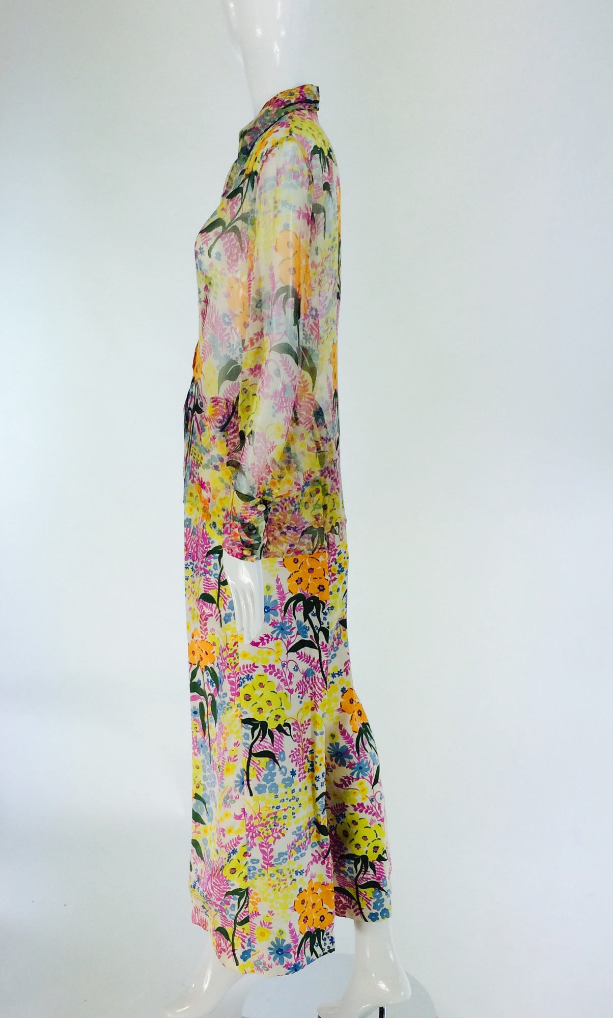 1960s Oriane Capri custom silk floral pant set 1