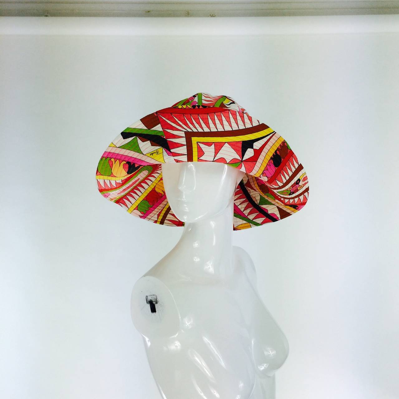 Pucci cotton printed wide brim sun hat In Excellent Condition In West Palm Beach, FL