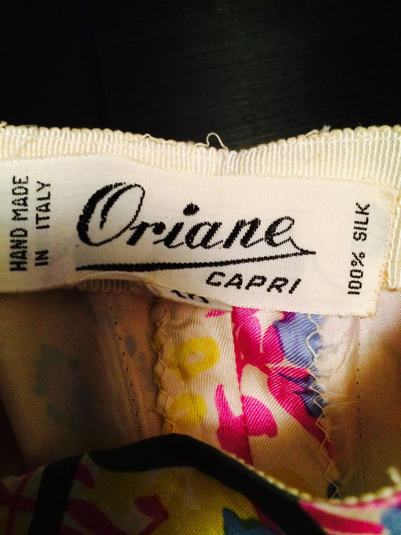 1960s Oriane Capri custom silk floral pant set 4