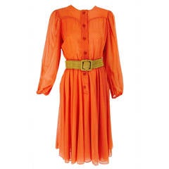 1970s Oscar de la Renta mini dot cotton voile dress 1