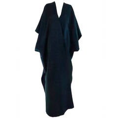 1960s Stavropoulos deep teal blue silk twill kimono style evening coat