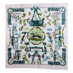 1990s Hermes Copeaux silk twill scarf by Cathy Latham 36" x 36"