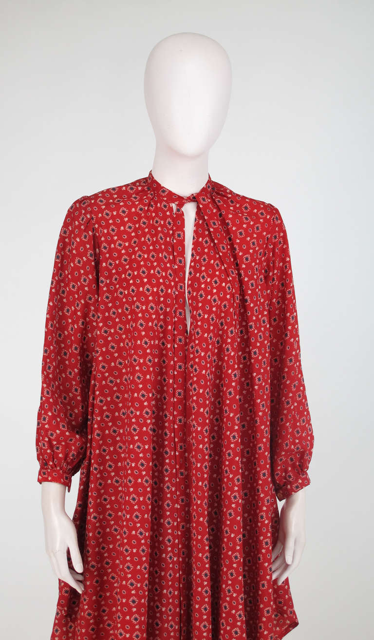 1970s Julio New York silk floral tunic and skirt at 1stdibs