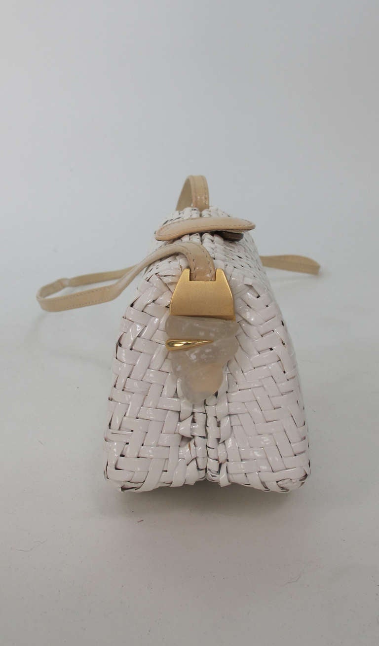 1970s Rodo Italy white wicker shoulder bag For Sale at 1stDibs