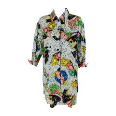 1980s Chanel Mme Coco painterly cotton tunic big shirt