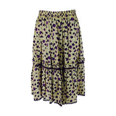 1970s Yves St Laurent violet print silk peasant skirt
